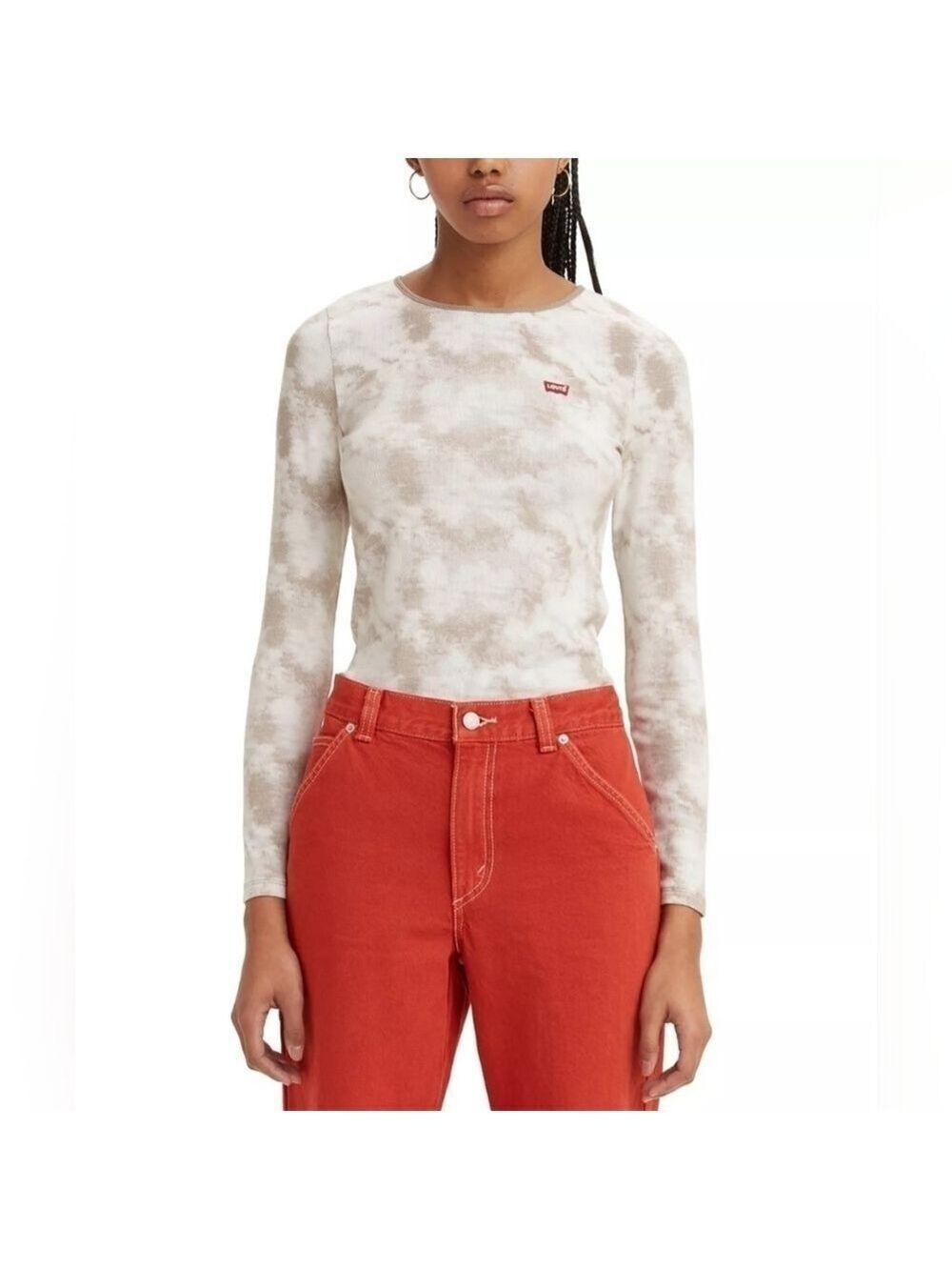 Levi's Rib-Knit Honey Tie Dye Long Sleeve Logo Tee Small - New With Tags
